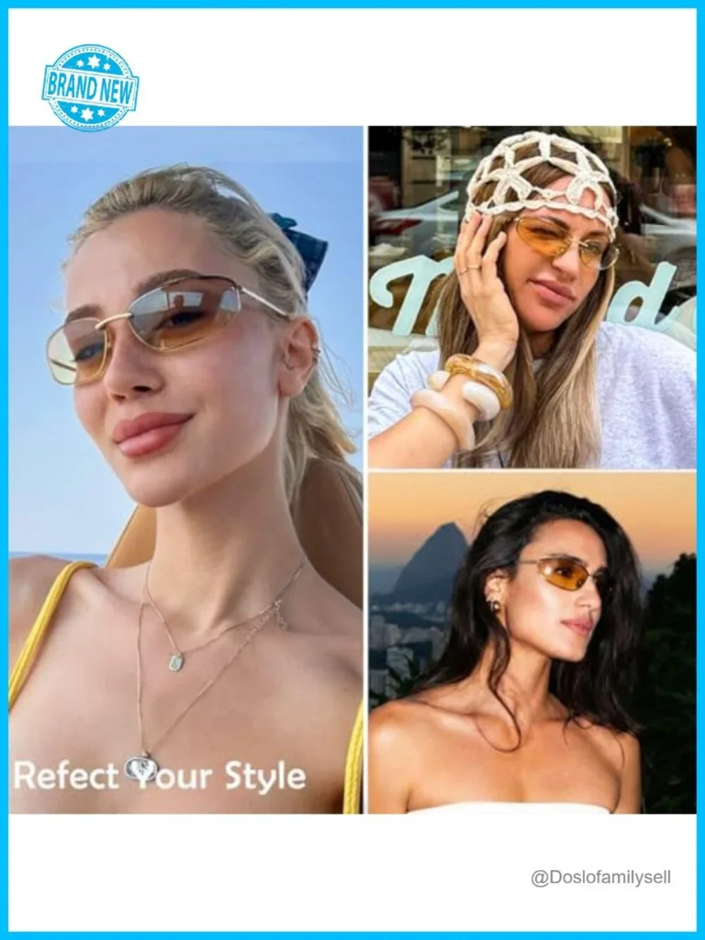 Retro Metal Sunglasses UV400 Protection Y2K Vector